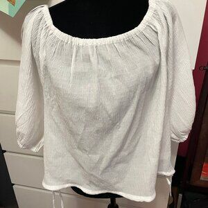 NWT Sofia Jeans By Sofia Vergara White Womens Sz L 12-14 Peasant Top Blouse Boho